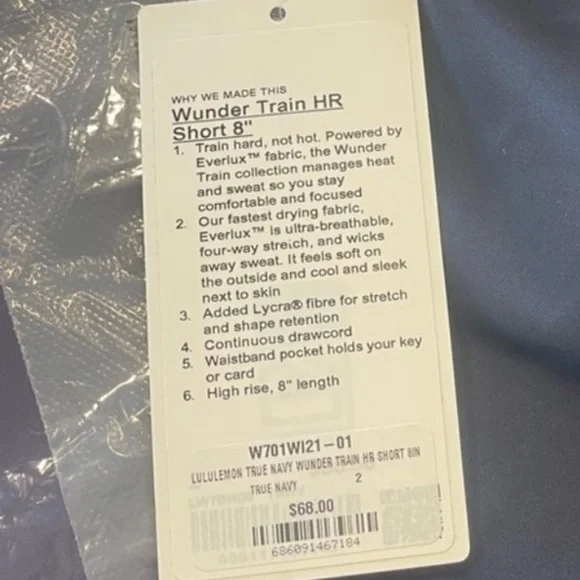 NWT Lululemon Wunder Train High Rise Short 8" true navy blue - Picture 6 of 16